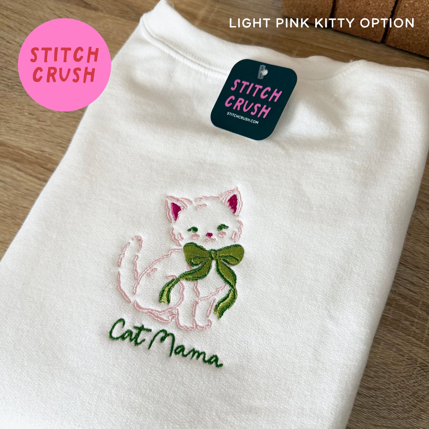 Cat Mama Embroidered Crewneck Sweatshirt