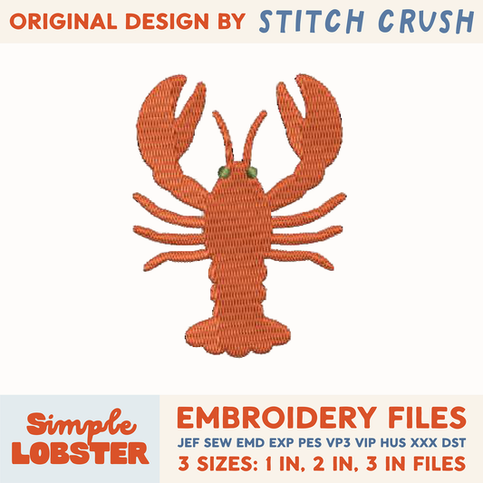 DIGITAL Embroidery File - Simple Lobster