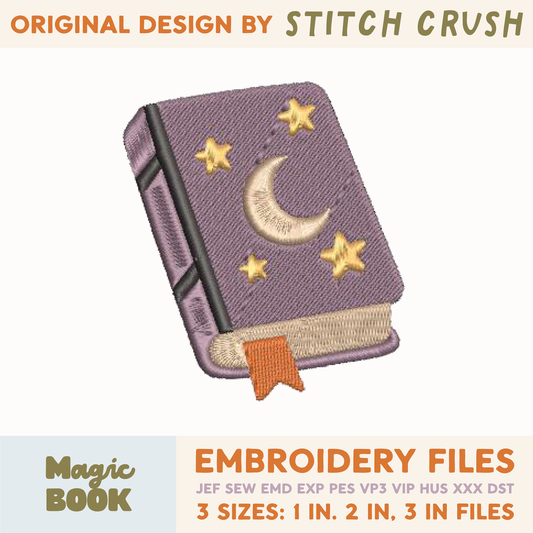 DIGITAL Embroidery File - Magic Spells Book - Halloween Icons