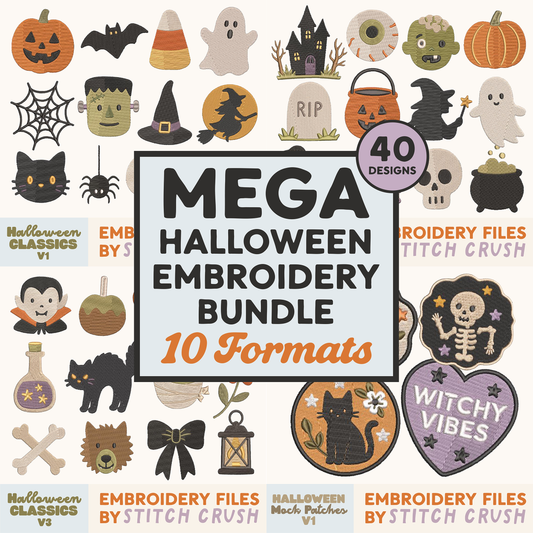 40 Designs - Mega Halloween Embroidery File Bundle - Halloween Classic Icons