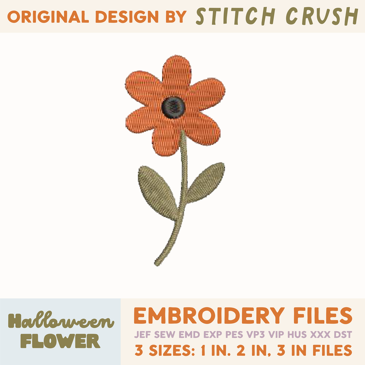 DIGITAL Embroidery File - Halloween Flower - Halloween Icons