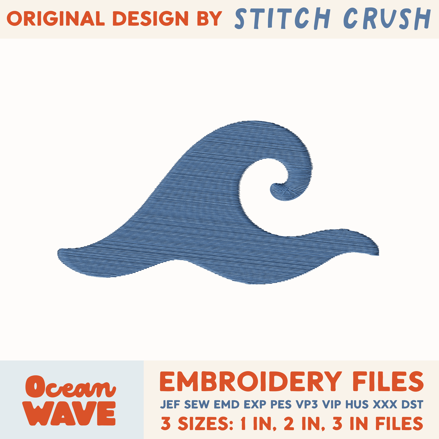 DIGITAL Embroidery File - Ocean Wave