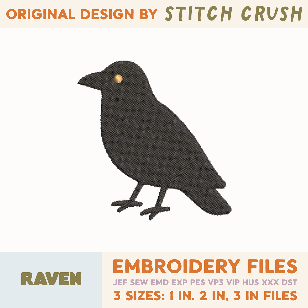 DIGITAL Embroidery File - Raven - Halloween Icons