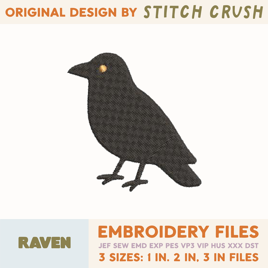 DIGITAL Embroidery File - Raven - Halloween Icons