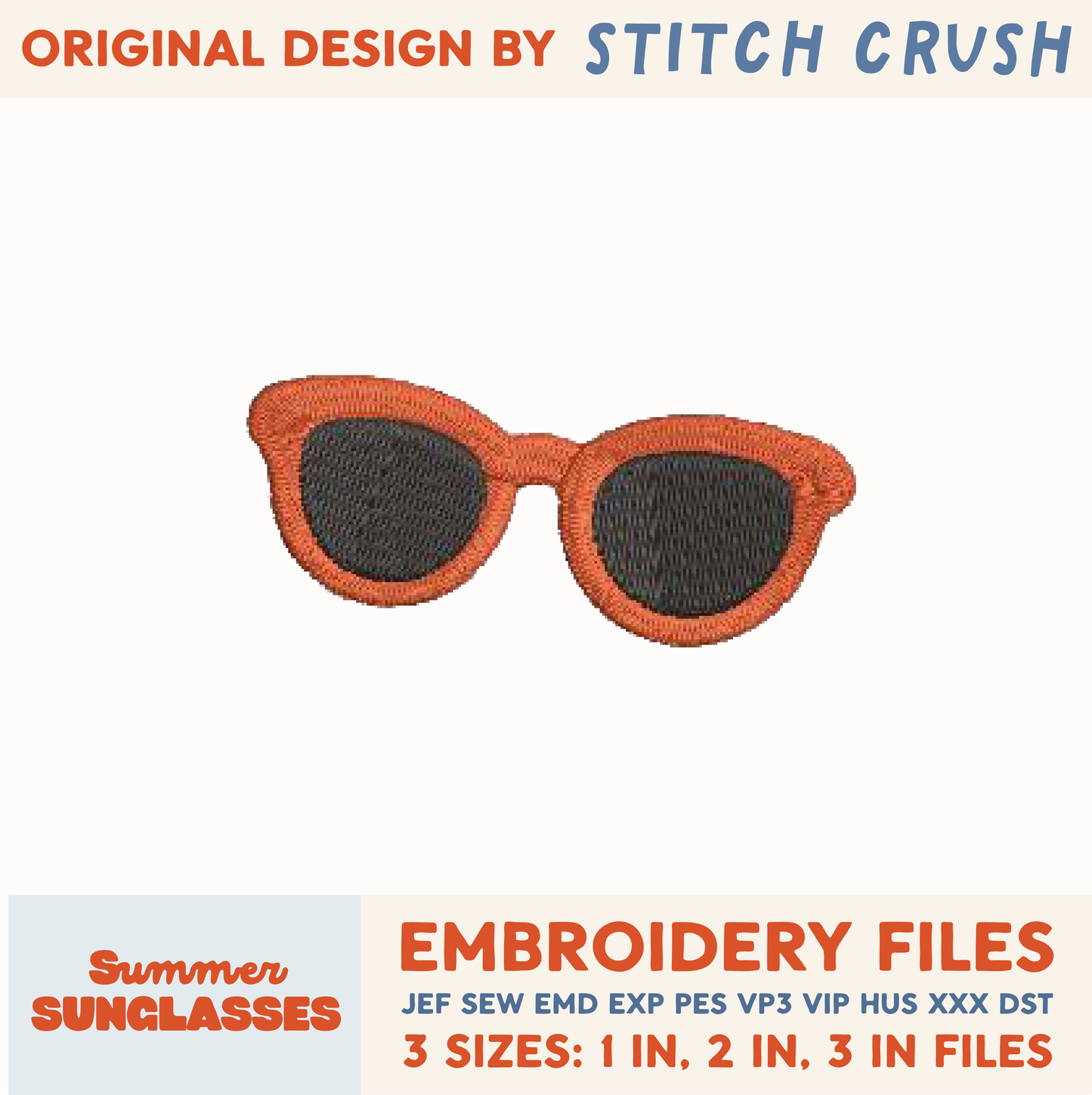DIGITAL Embroidery File - Summer Sunglasses