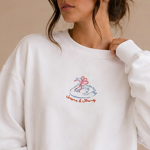 Serene and Strong Swan Embroidered Crewneck Sweatshirt