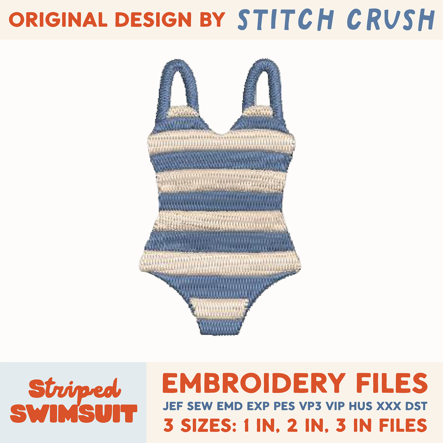DIGITAL Embroidery File - Striped Swimsuit