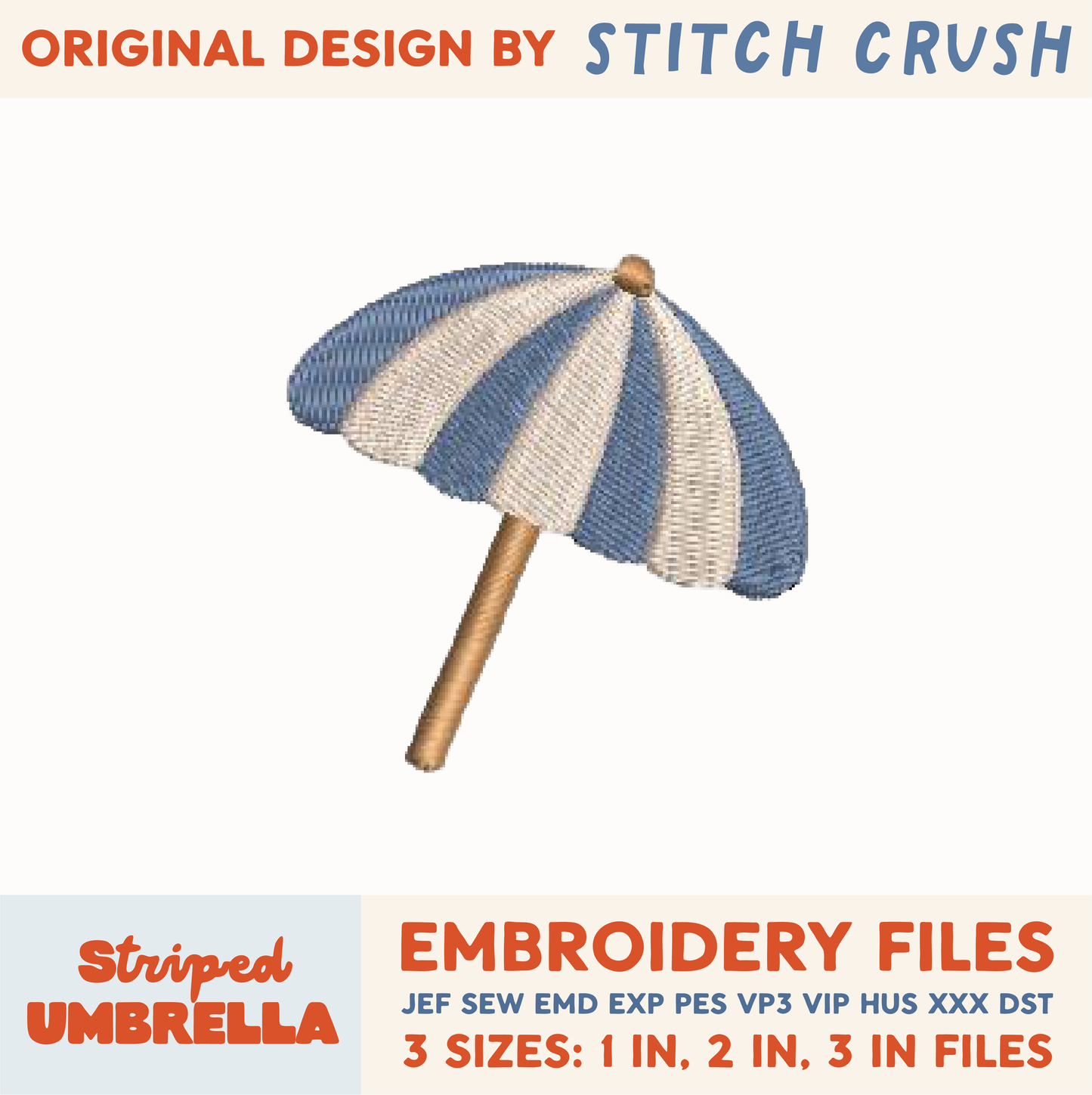 DIGITAL Embroidery File - Striped Umbrella