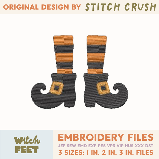 DIGITAL Embroidery File - Witch Feet - Halloween Icons