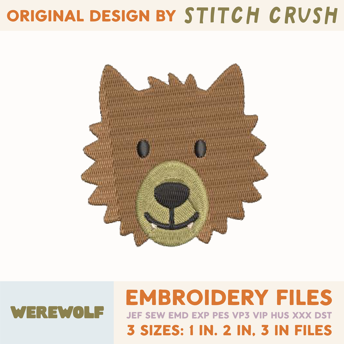 DIGITAL Embroidery File - Werewolf - Halloween Icons