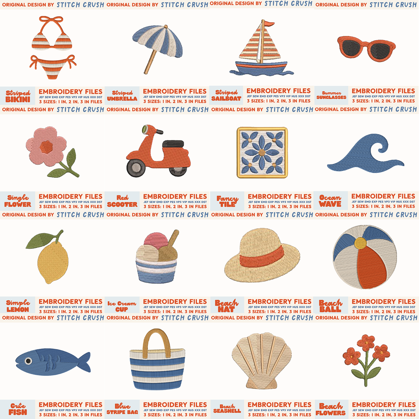 16 Designs - DIGITAL Embroidery File BUNDLE - Italian Summer