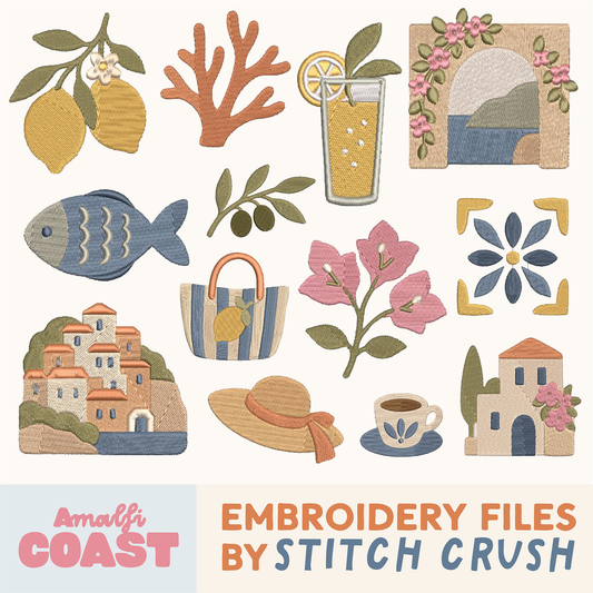13 Designs - DIGITAL Embroidery File BUNDLE - Amalfi Coast