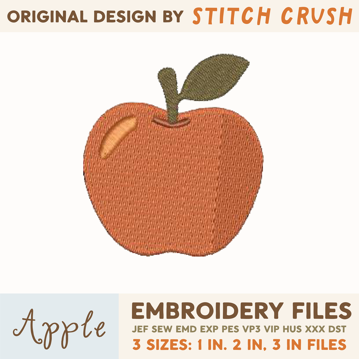DIGITAL Embroidery File - Apple - Cozy Autumn/Fall Icons