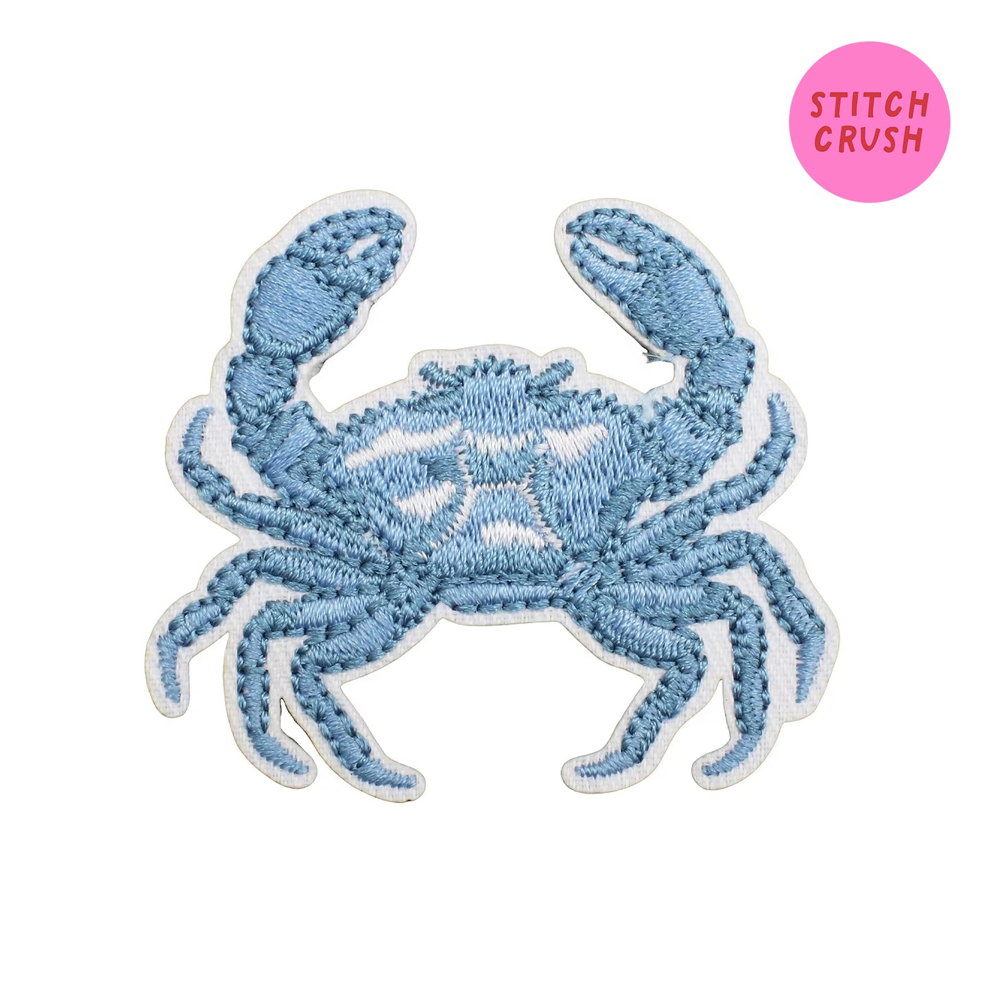 Blue Beach Crab Embroidered Iron-on Patch