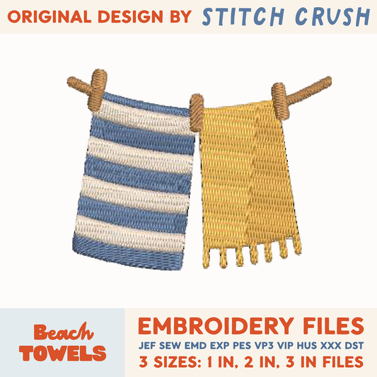 DIGITAL Embroidery File - Striped Beach Towels
