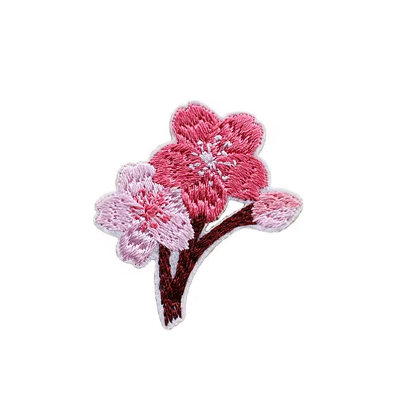 Cherry Blossom Branch Embroidered Iron-on Patch