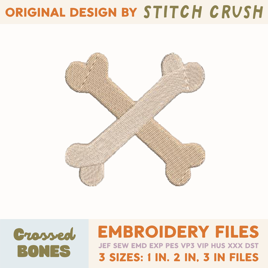 DIGITAL Embroidery File - Crossed Bones - Halloween Icons