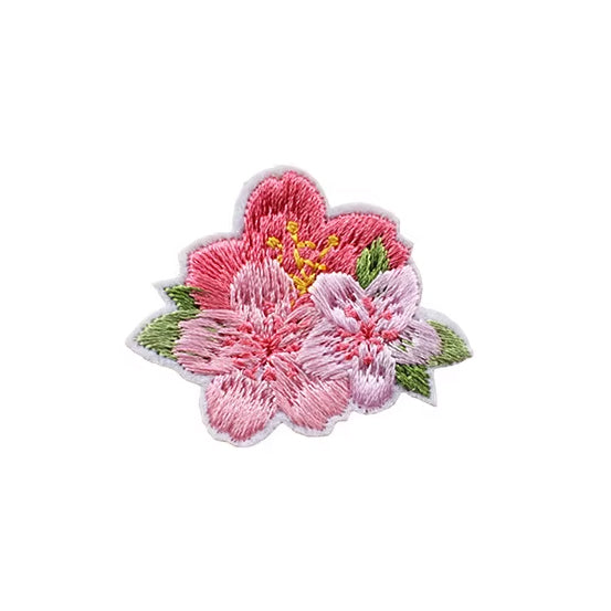 Cherry Blossom Cluster Embroidered Iron-on Patch