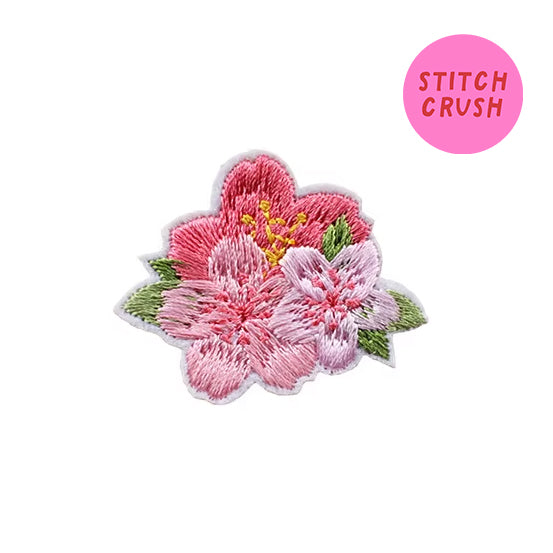 Cherry Blossom Cluster Embroidered Iron-on Patch
