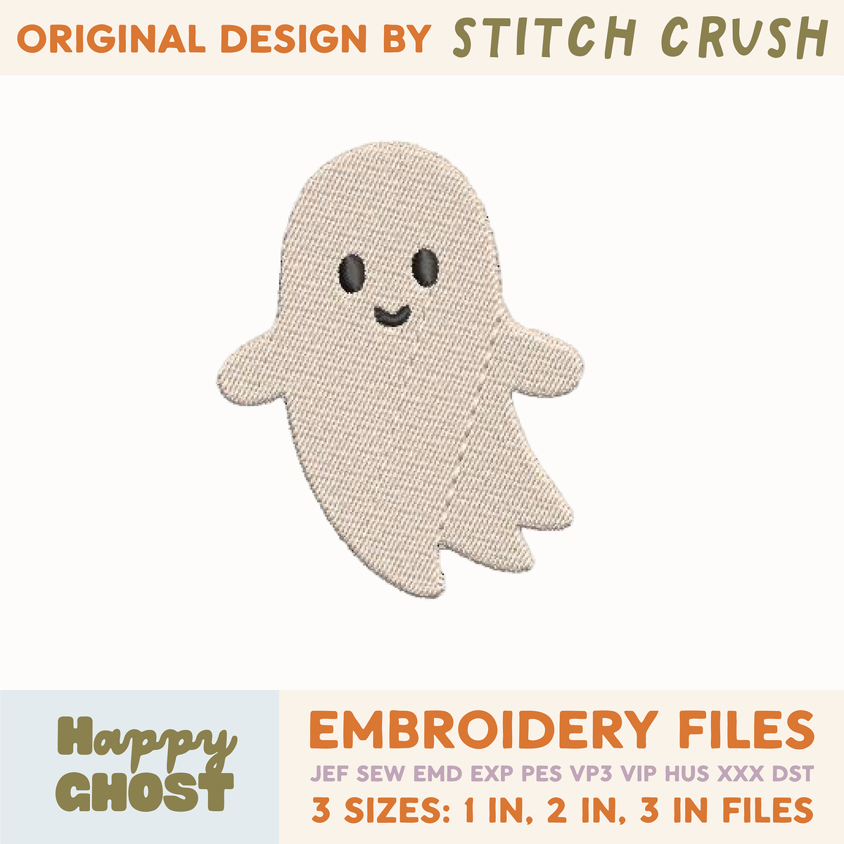 DIGITAL Embroidery File - Cute Ghost - Halloween Icons