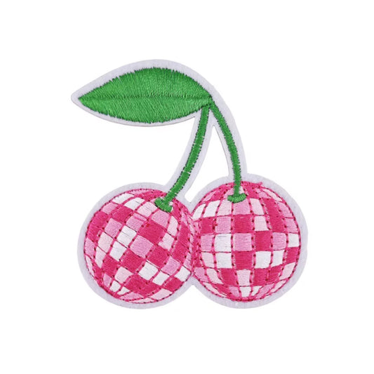 Disco Cherries Embroidered Iron-on Patch