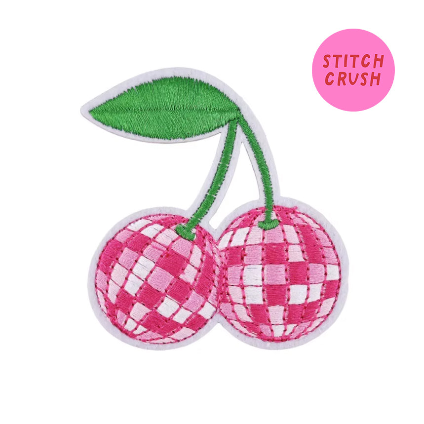 Disco Cherries Embroidered Iron-on Patch