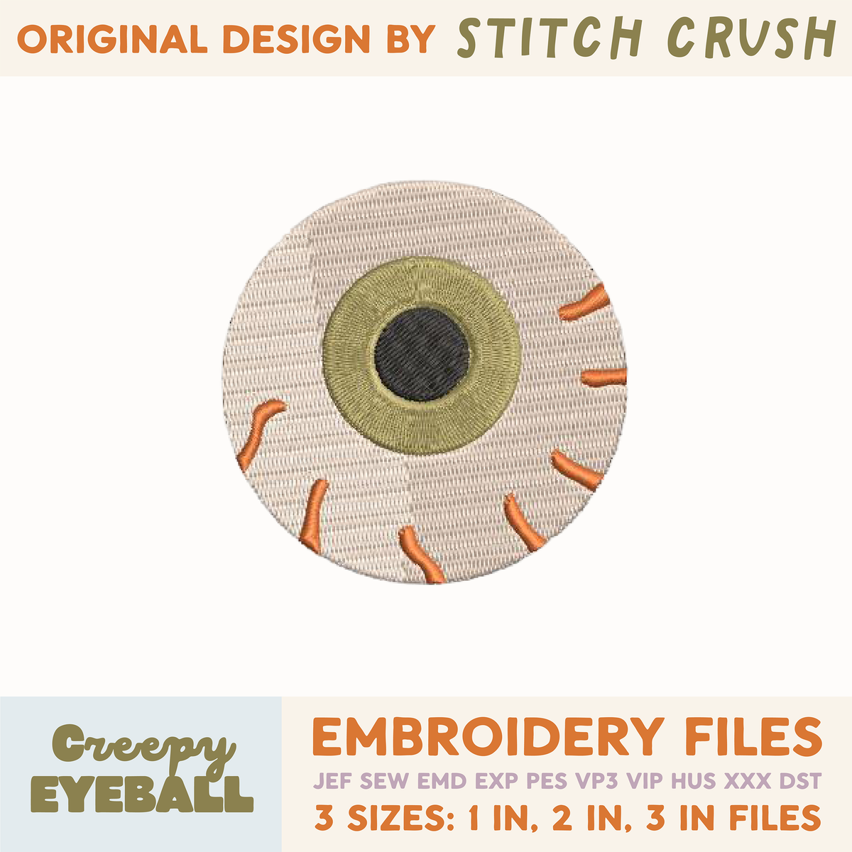 DIGITAL Embroidery File - Eyeball - Halloween Icons