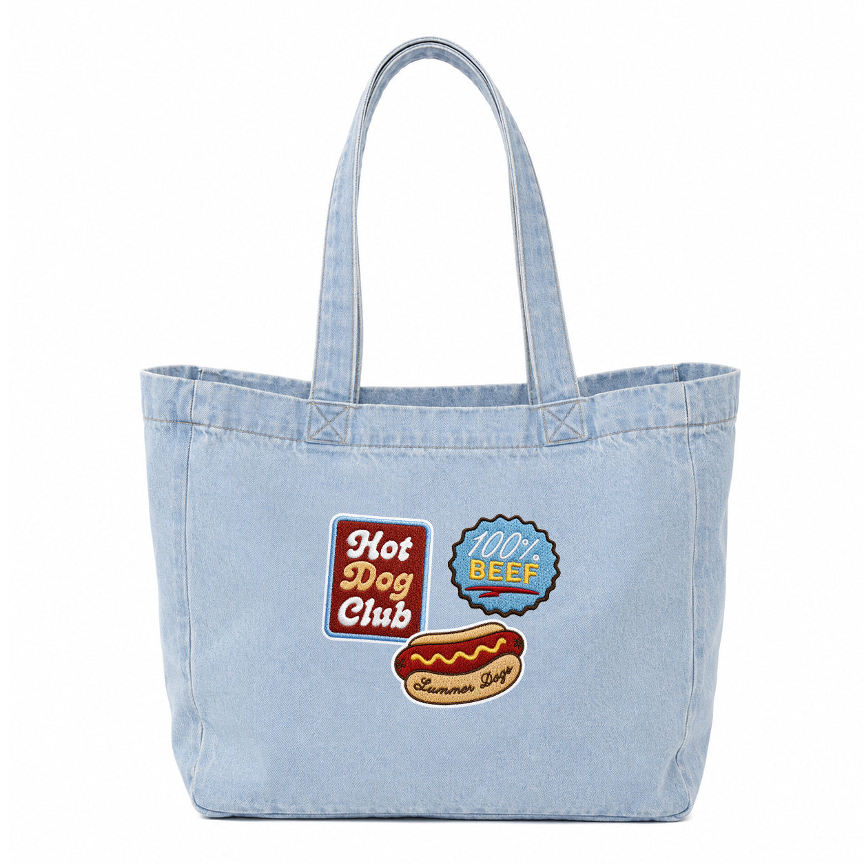 100% Beef Hot Dog Original Embroidered Iron-on Patch