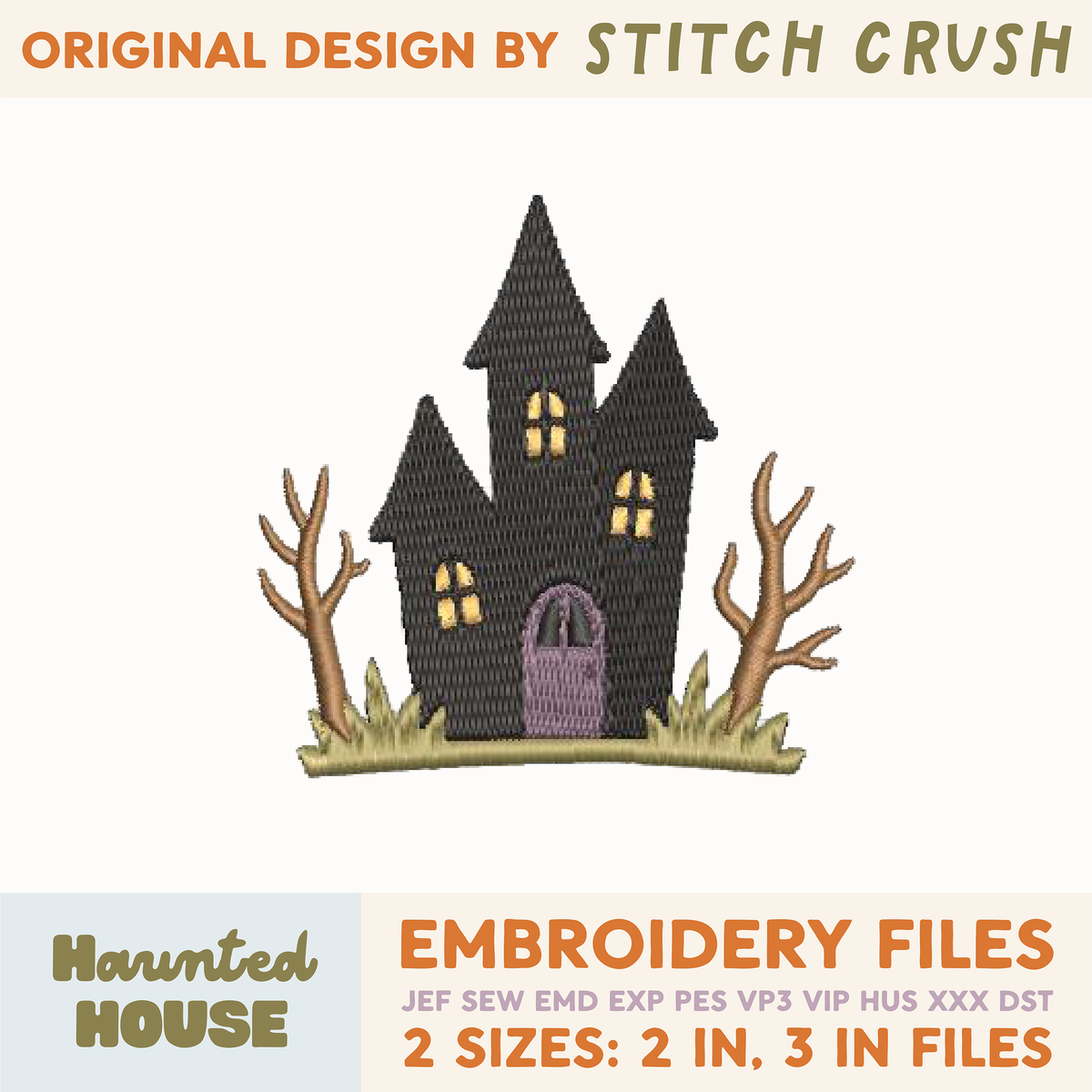 DIGITAL Embroidery File - Haunted House - Halloween Icons