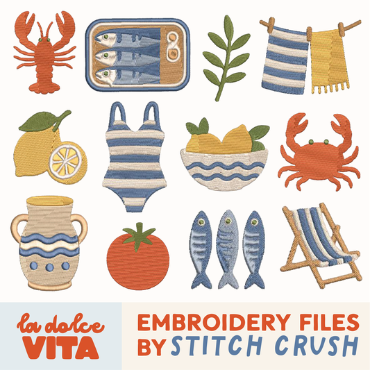 12 Designs - DIGITAL Embroidery File BUNDLE - La Dolce Vita