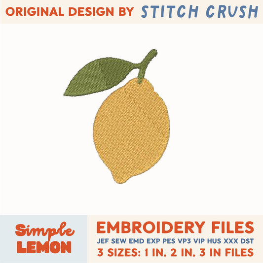 DIGITAL Embroidery File - Simple Lemon