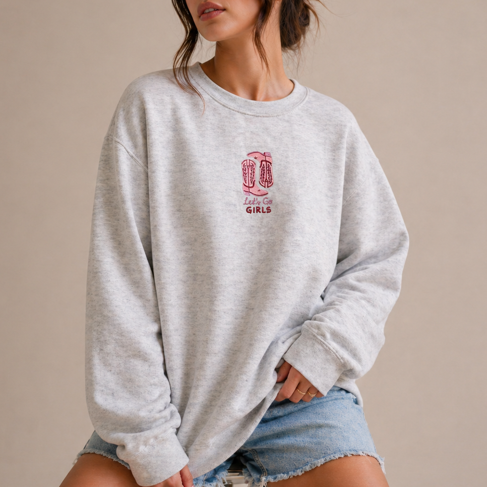 Let's Go Girls Embroidered Crewneck Sweatshirt