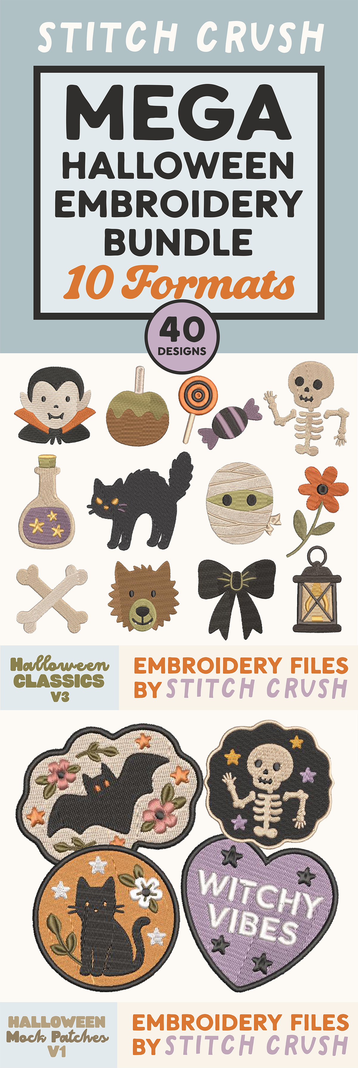 40 Designs - Mega Halloween Embroidery File Bundle - Halloween Classic Icons