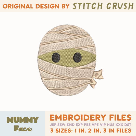 DIGITAL Embroidery File - Mummy Face - Halloween Icons