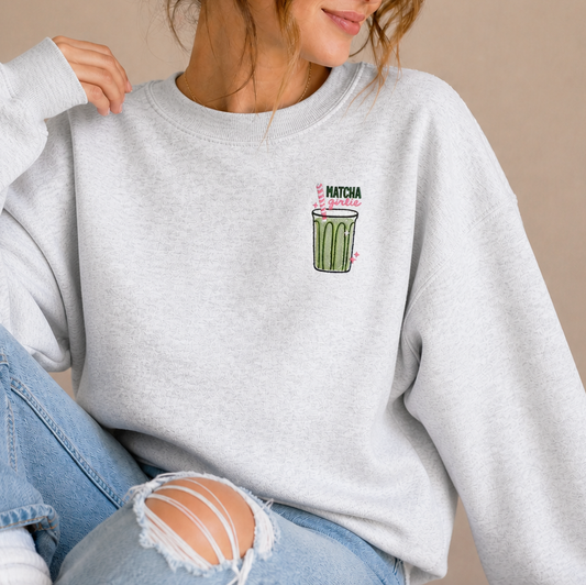 Matcha Girlie Embroidered Crewneck Sweatshirt