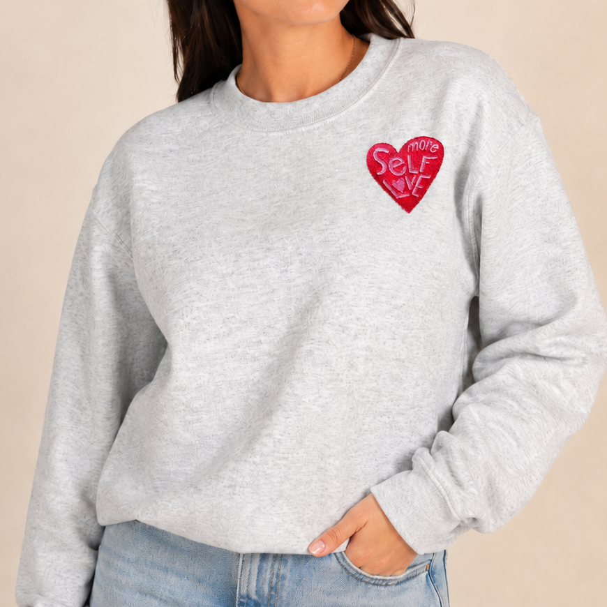 More Self Love Embroidered Crewneck Sweatshirt