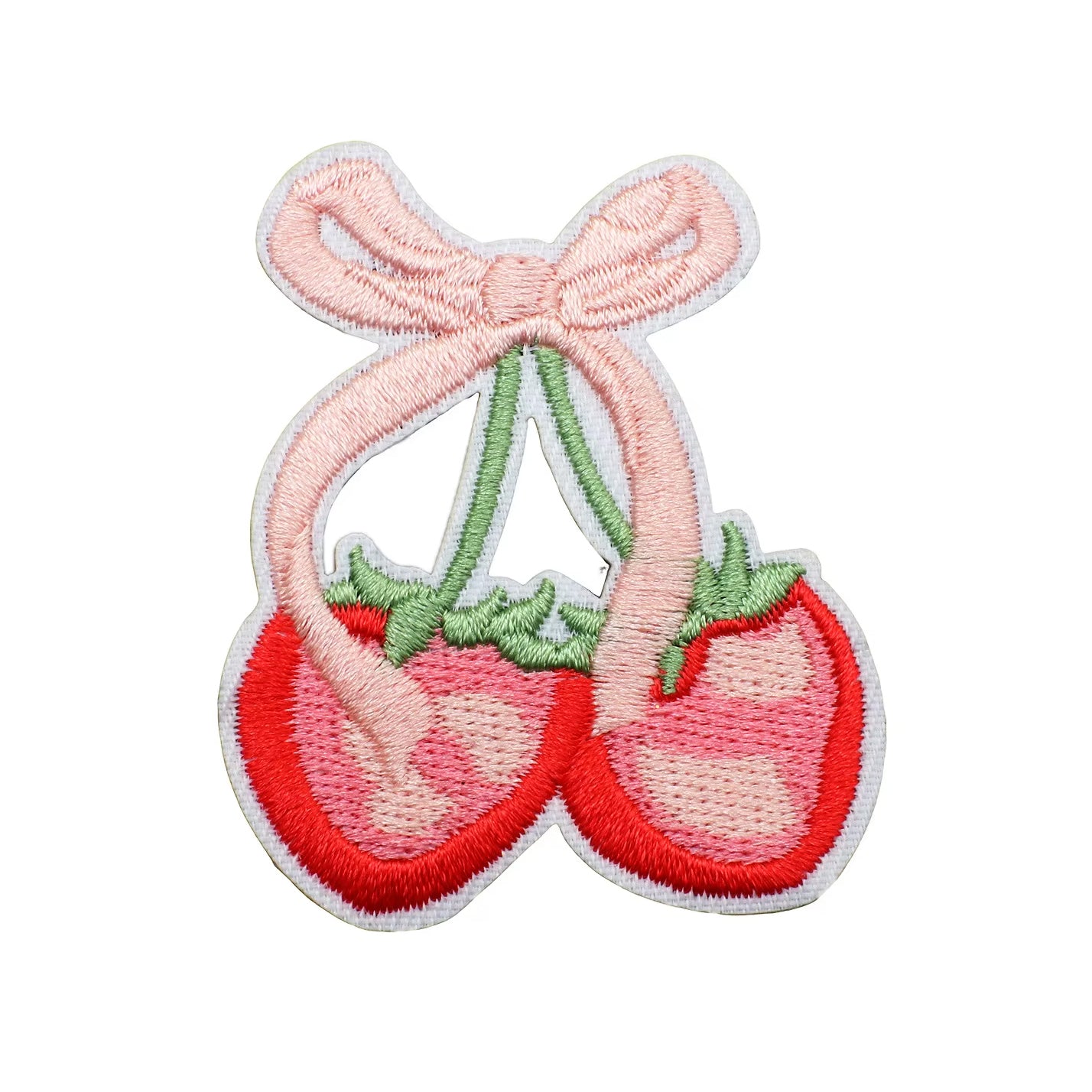 Playful Berries with Bow Embroidered Iron-on Patch