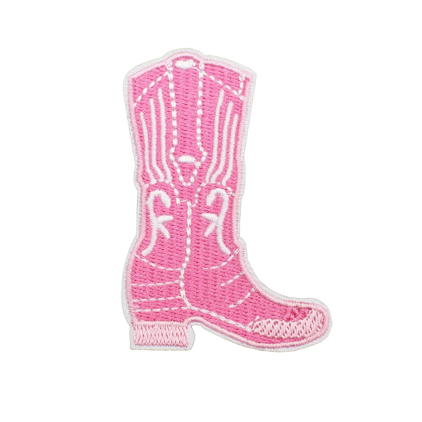 Pink Cowgirl Boot Embroidered Iron-on Patch