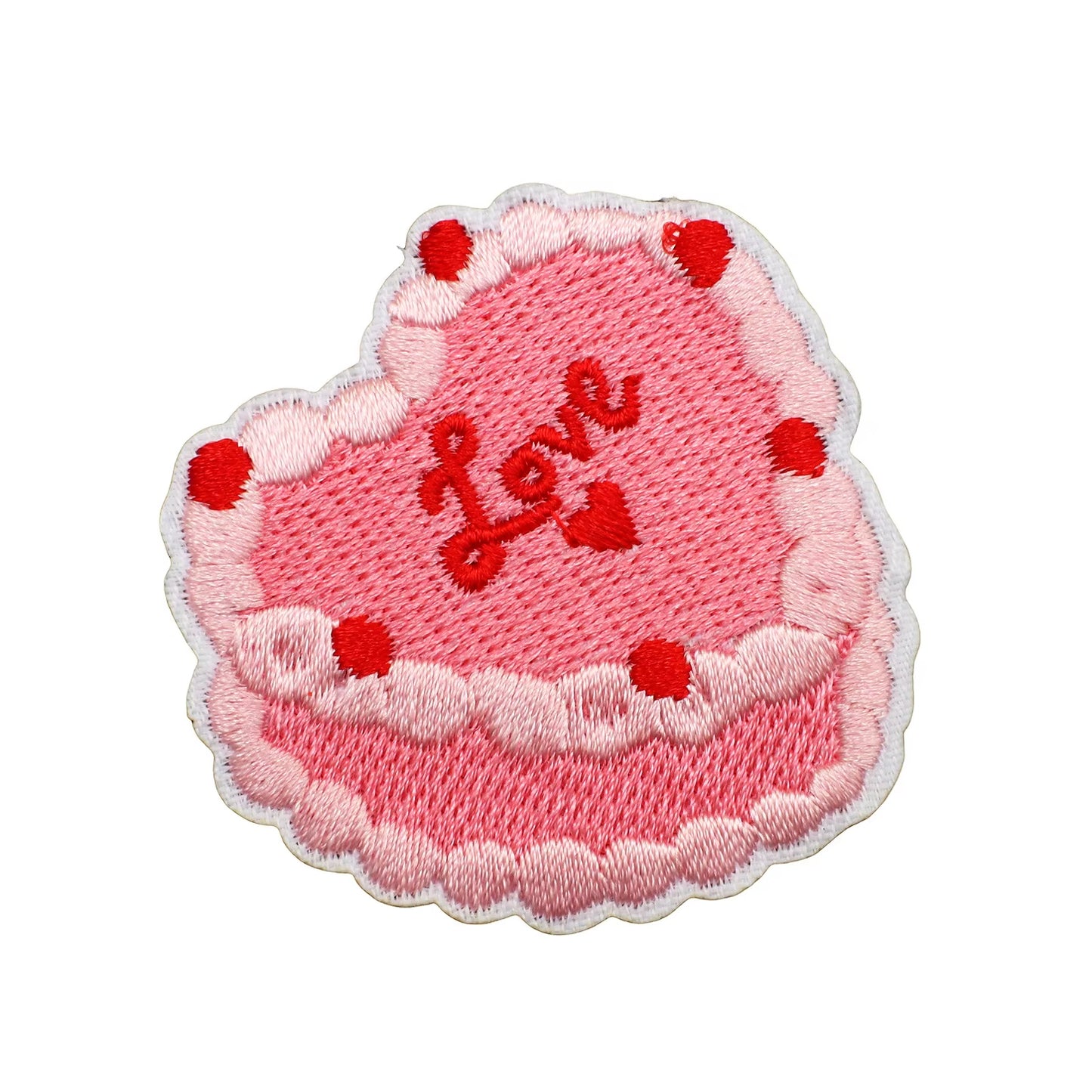 Pink Love Cake Embroidered Iron-on Patch