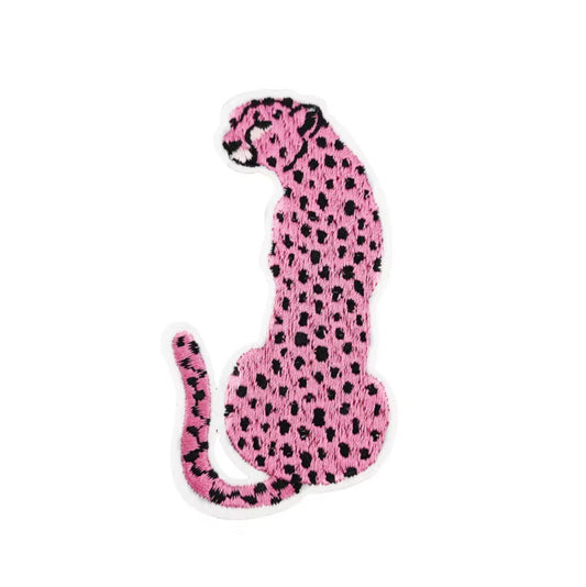 Pink Cheetah Embroidered Iron-on Patch