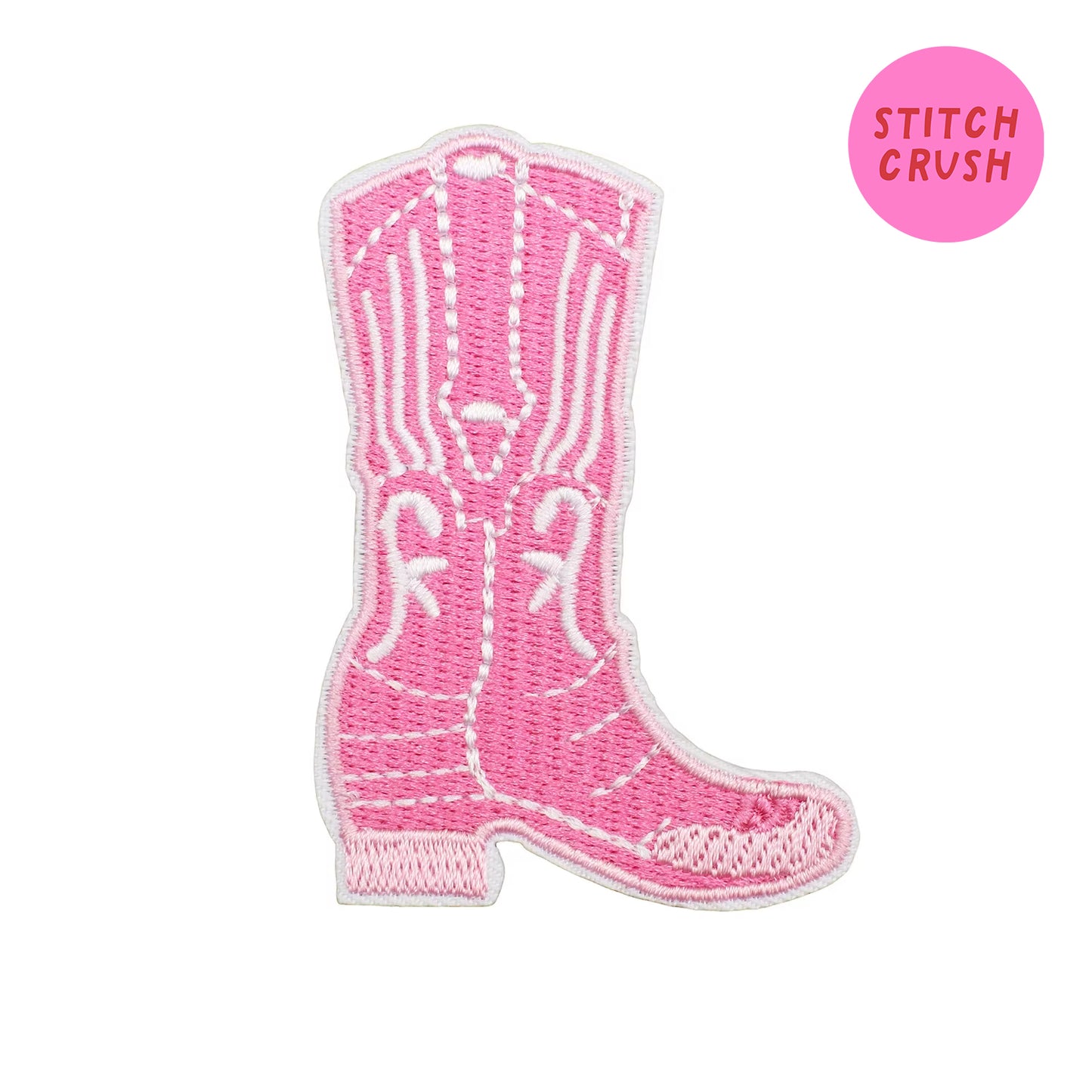 Pink Cowgirl Boot Embroidered Iron-on Patch