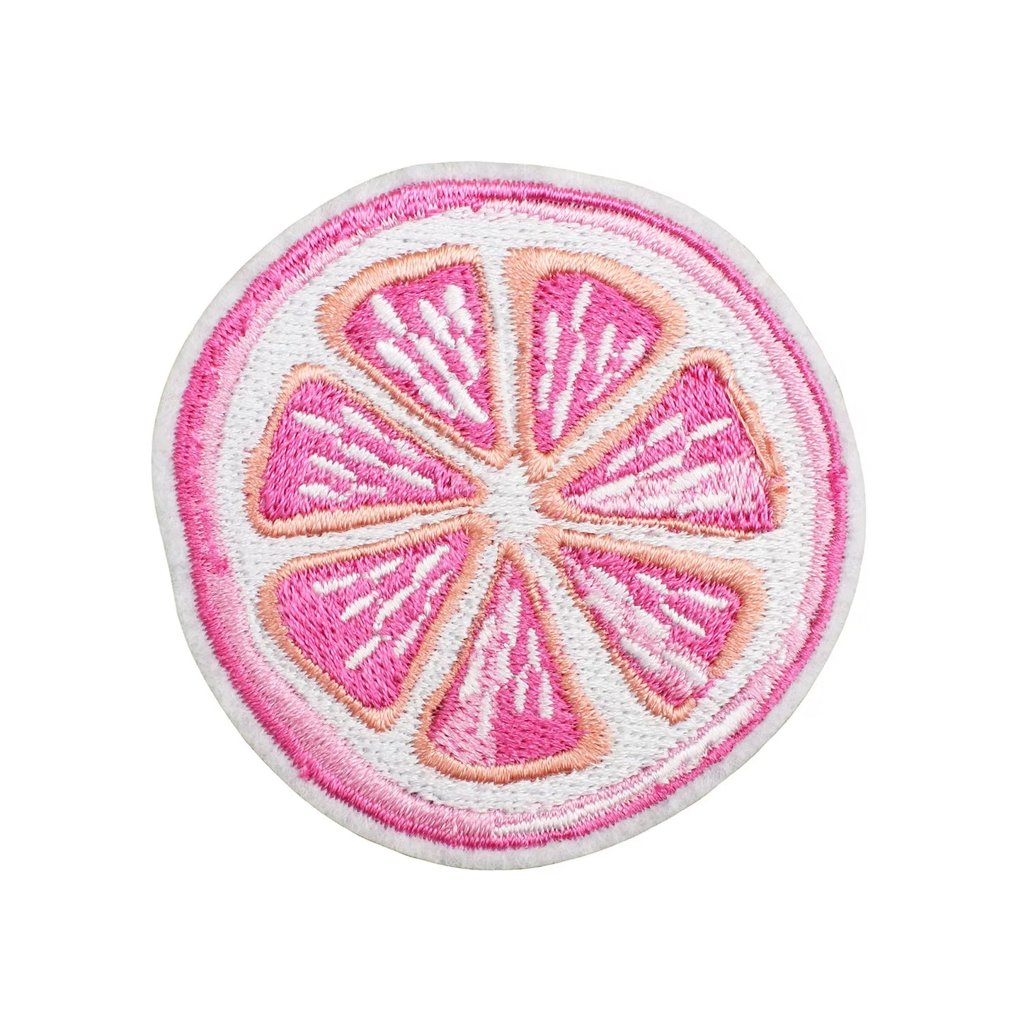 Pink Grapefruit Embroidered Iron-on Patch
