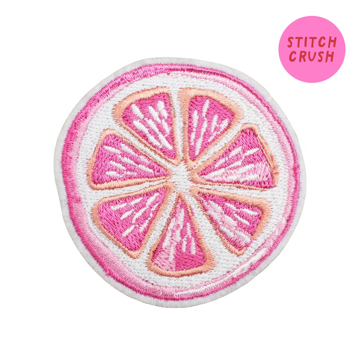 Pink Grapefruit Embroidered Iron-on Patch