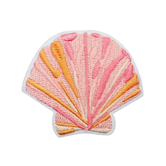 Pink and Orange Seashell Embroidered Iron-on Patch