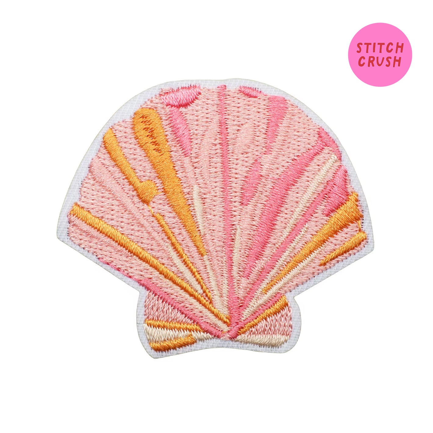 Pink and Orange Seashell Embroidered Iron-on Patch