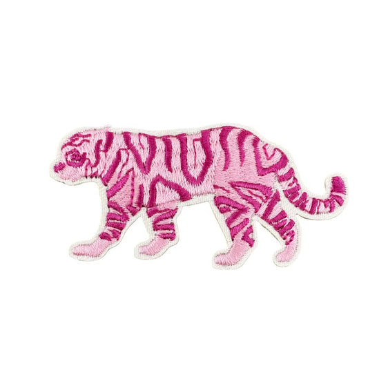 Pink Tiger Embroidered Iron-on Patch