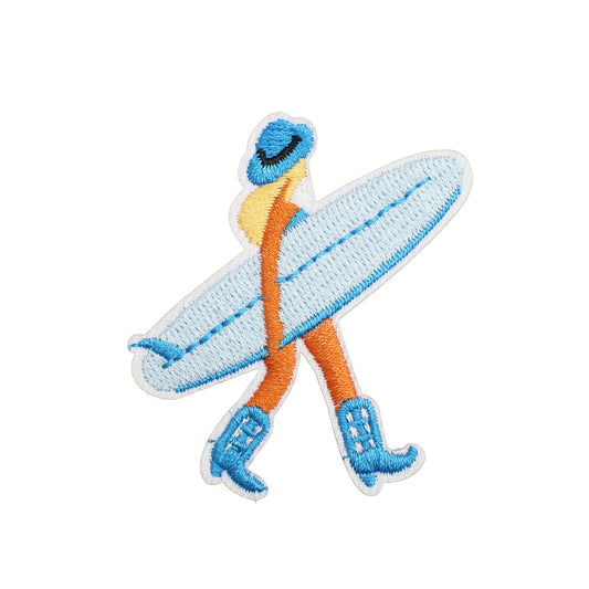 Surfer Cowgirl Embroidered Iron-on Patch