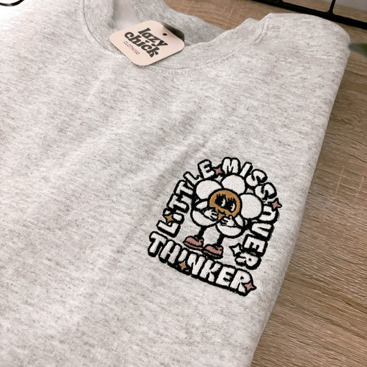 PREORDER - Little Miss Overthinker Embroidered Crewneck