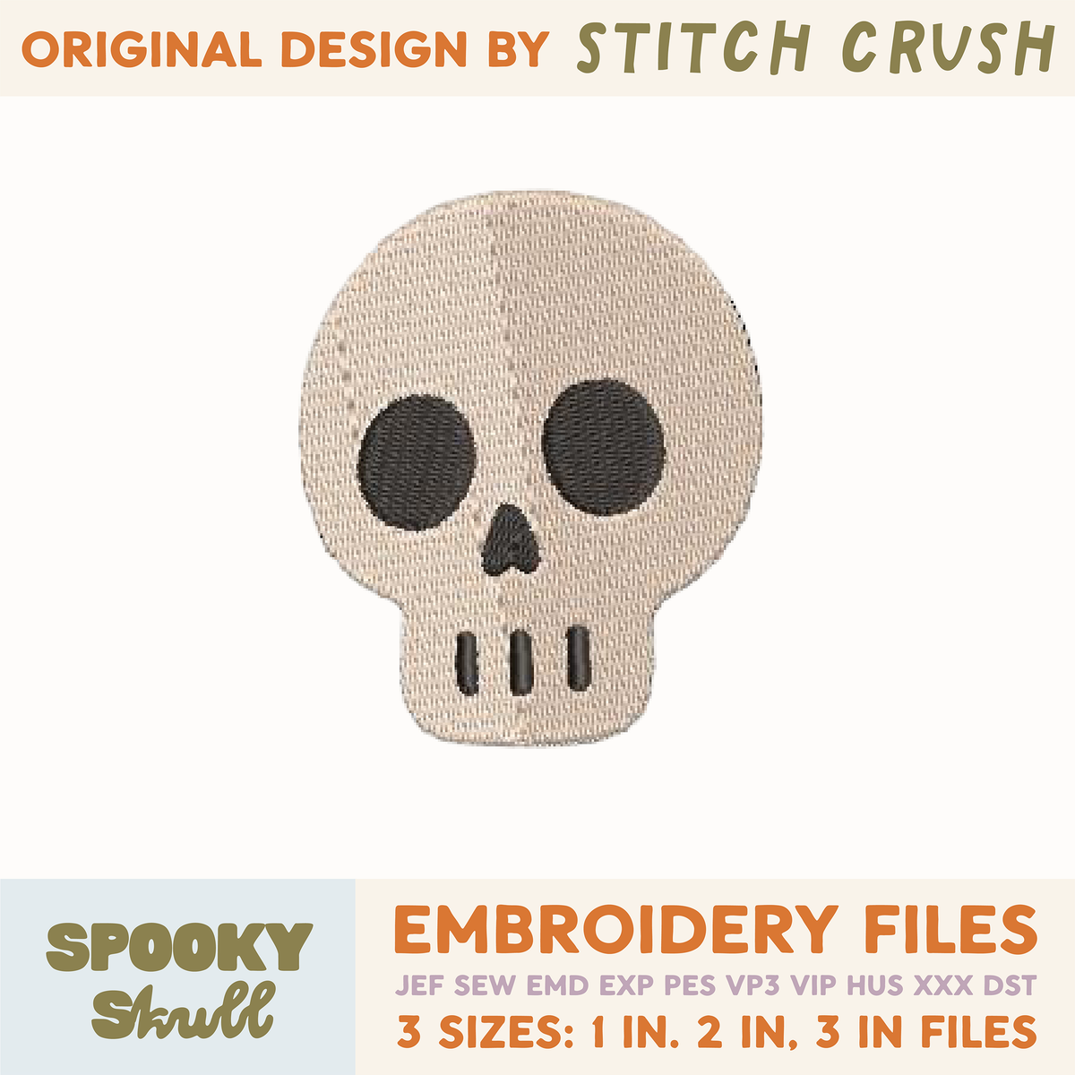 DIGITAL Embroidery File - Spooky Skull - Halloween Icons