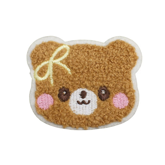 TEDDY FACE WITH BOW Iron-on Patch